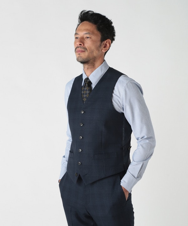 ミックスヤーンブッチャーチェックリバーシブルベスト｜メンズ