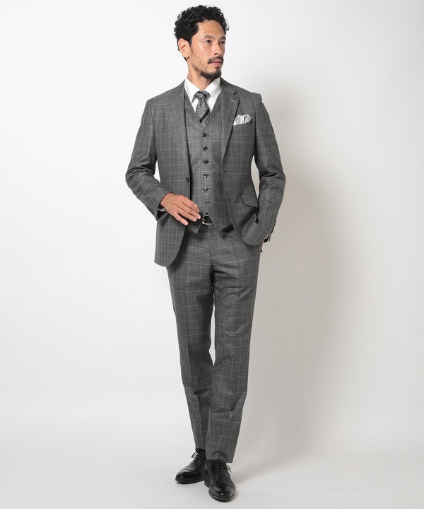 ブライト杢グレンチェックスーツセットアップ＜スリーピース対応