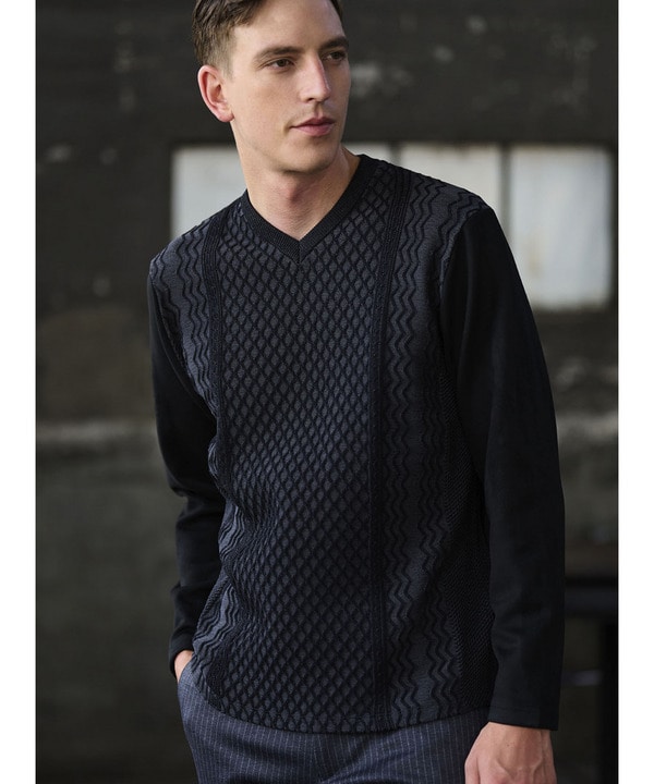 ニットコンビVネックカットソー｜メンズファッション通販 MEN'S BIGI