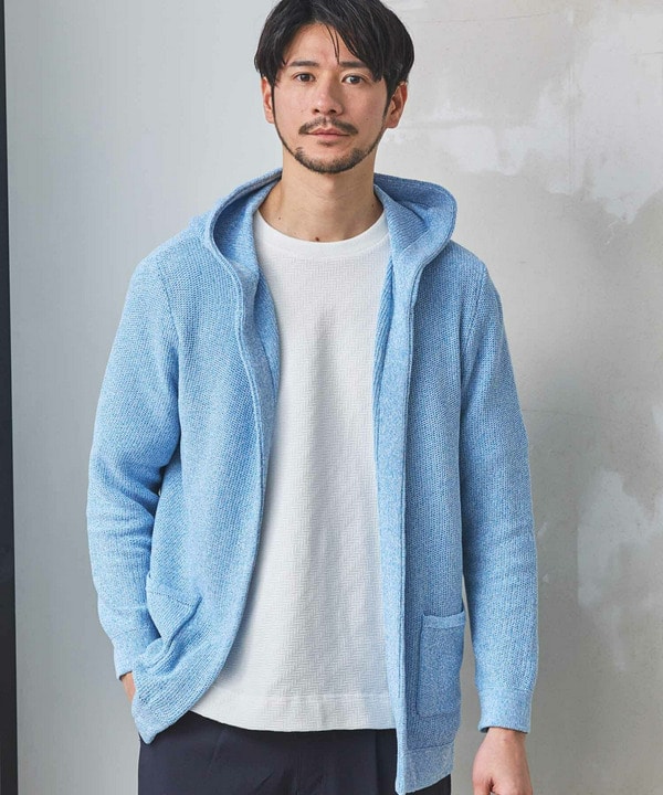 ウォッシャブル釦レスパーカーカーディガン｜メンズファッション通販