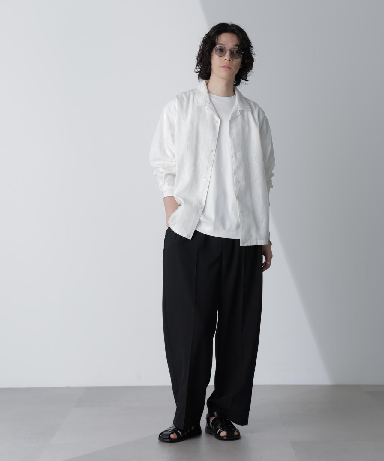 リネン ブレンド ピン ストライプ ブルゾン (セットアップ可)