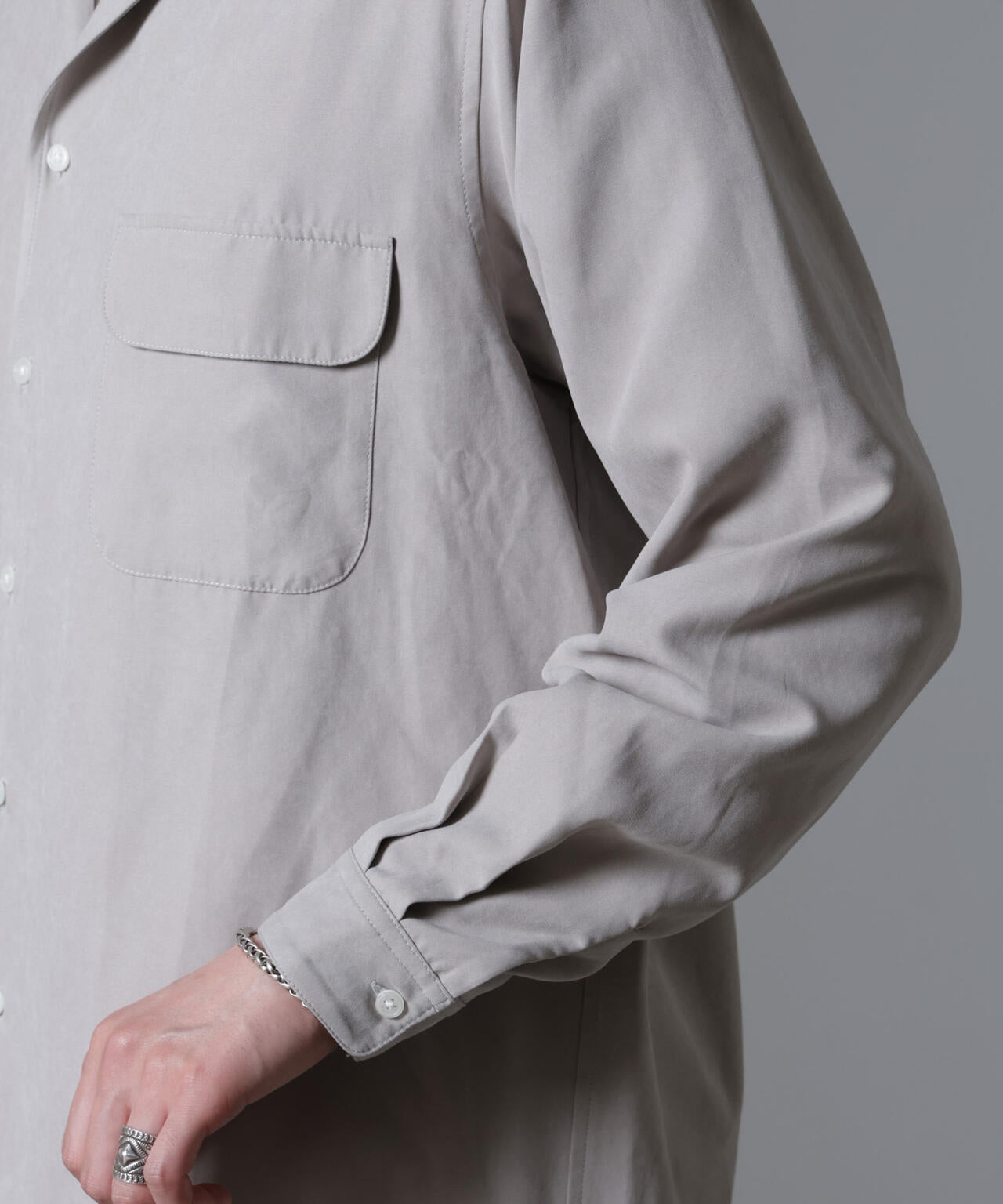スウェード ライク オープンカラー シャツ