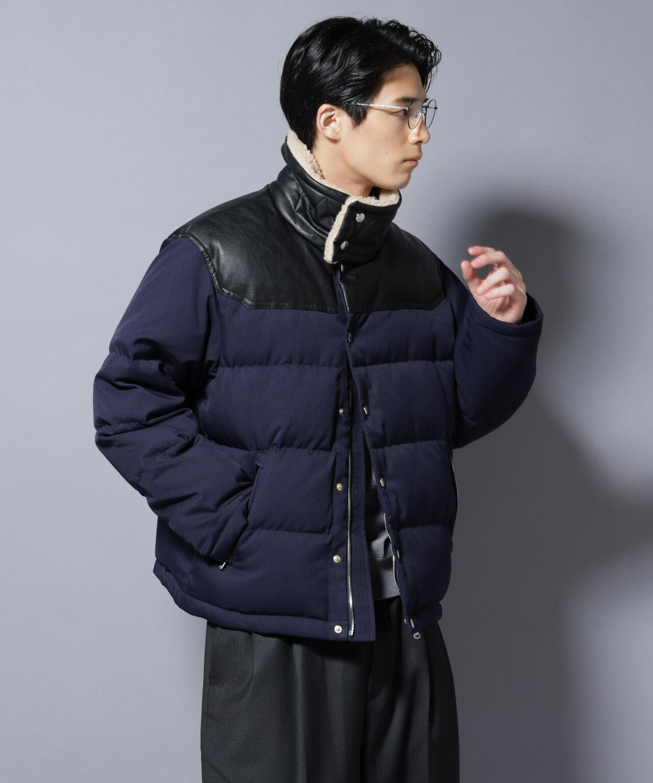 西川ダウン(R)」ボアカラーサージショートダウン