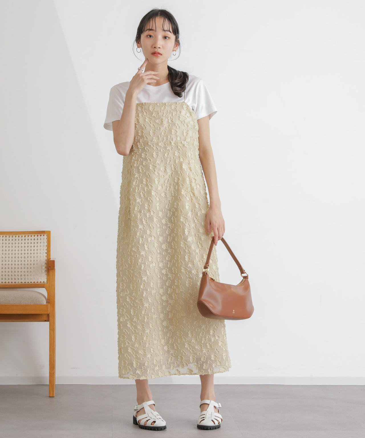 シアー ジャガード キャミ ワンピース