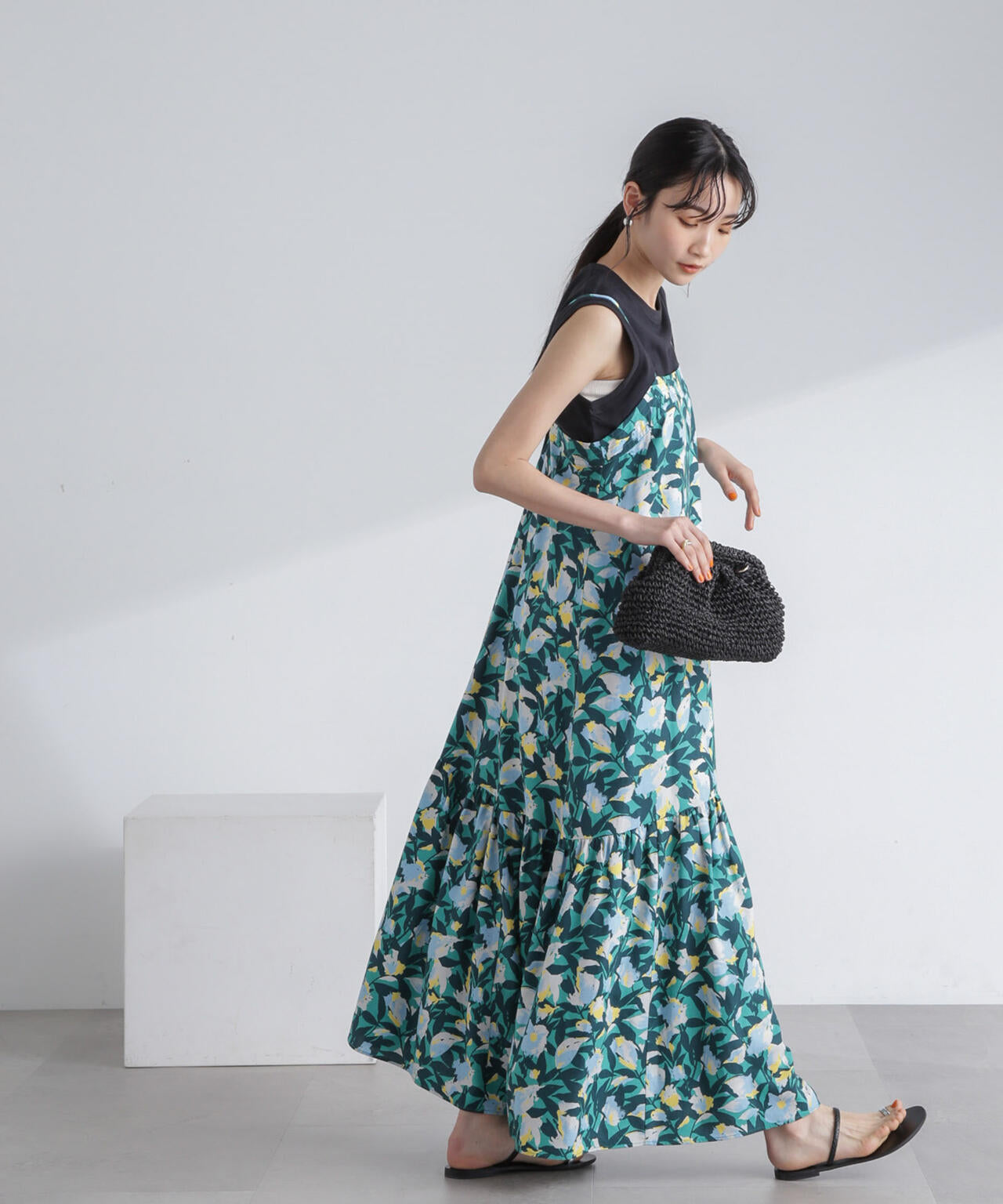 ボタニカル プリント キャミ ワンピース