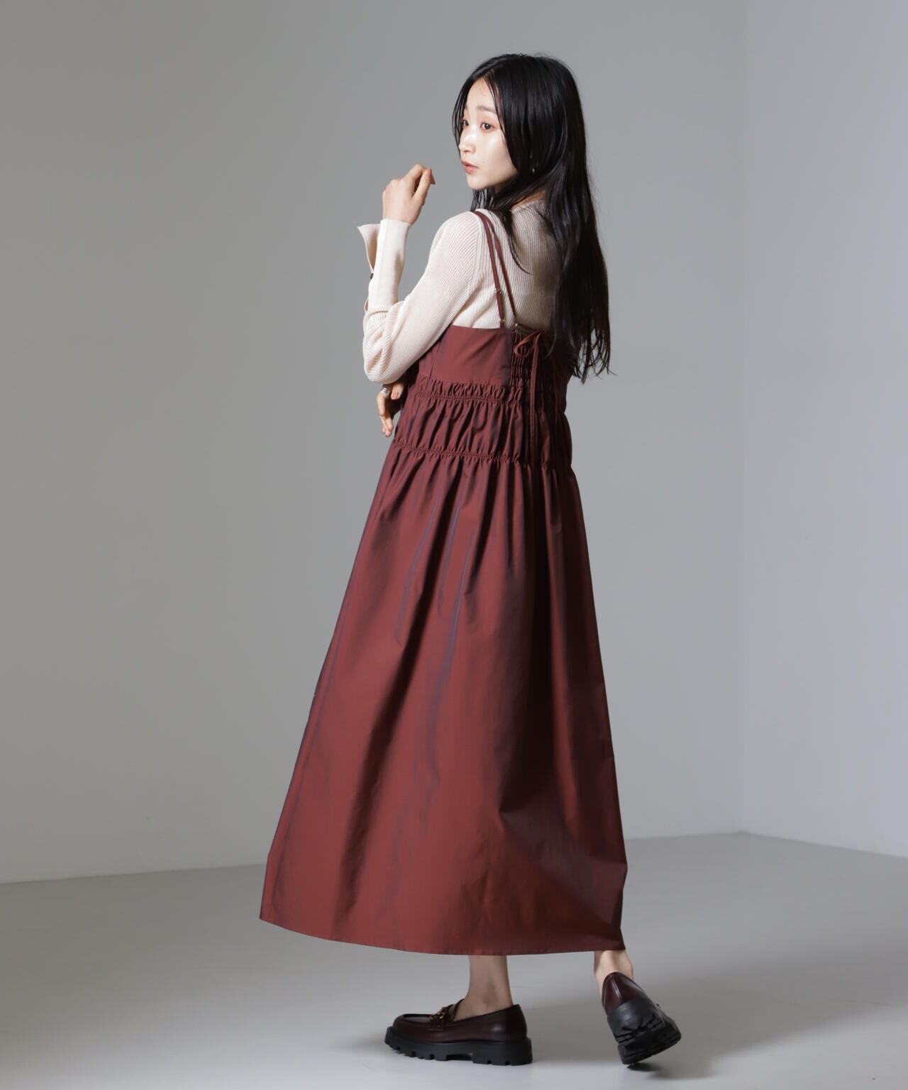 シャンブレー タフタ キャミ ワンピース