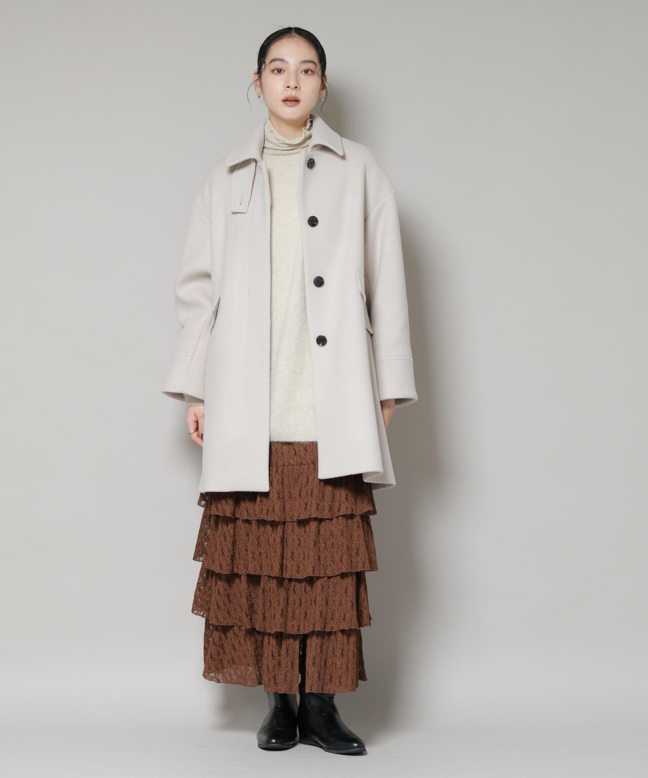 WooLoop Aライン ステンカラー ミドルコート