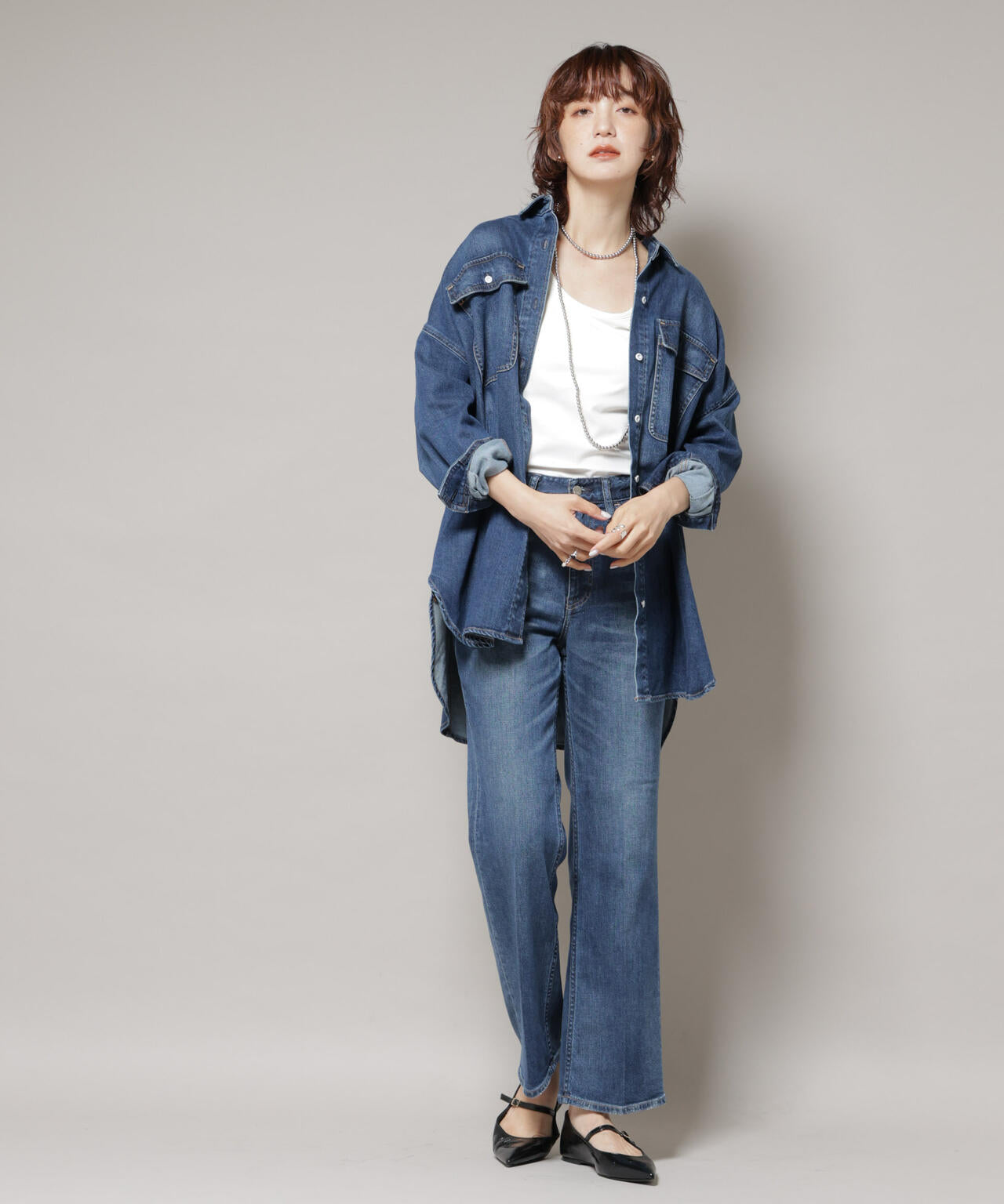 Healthy DENIM / Almond デニム ビッグシャツ