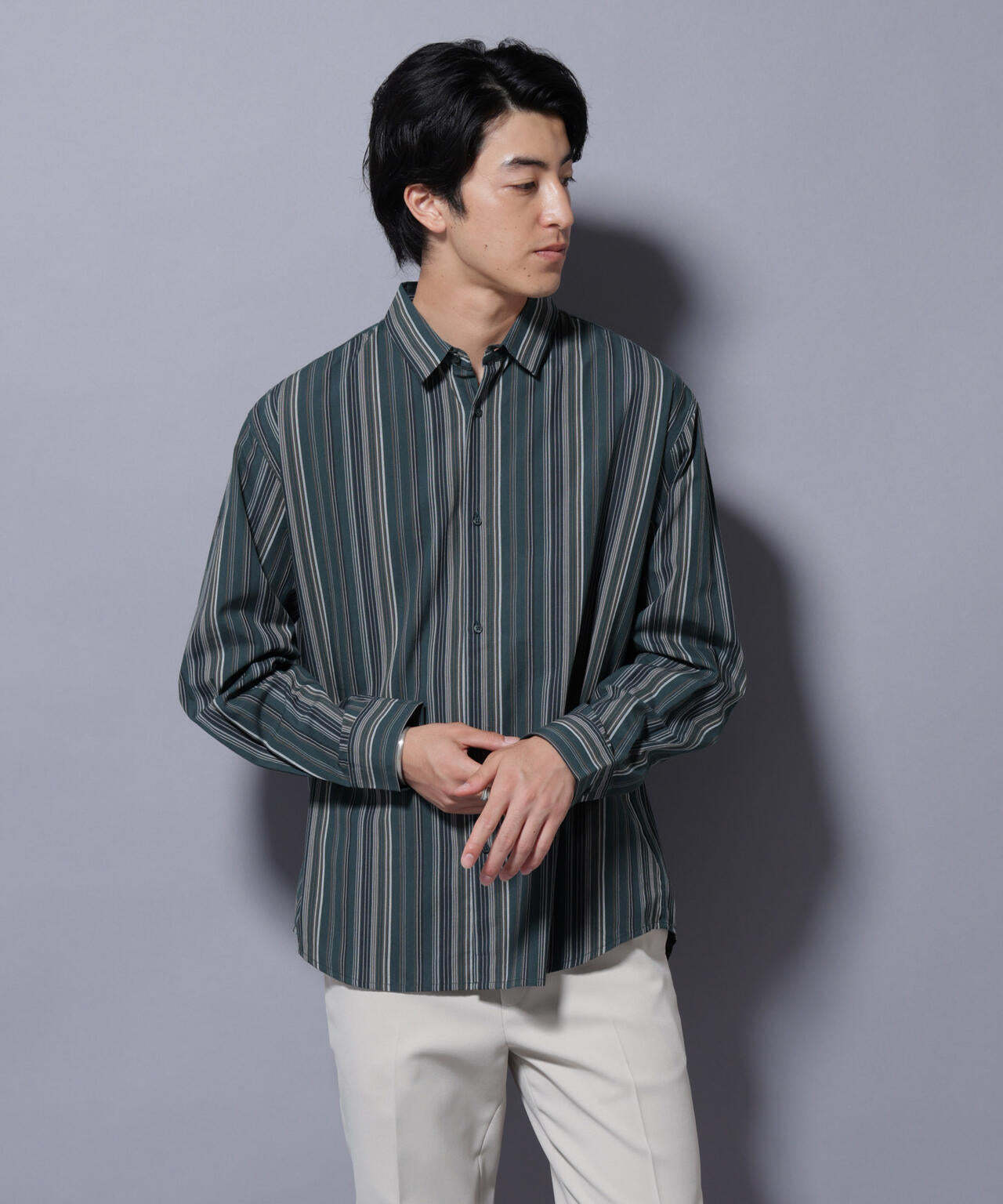 ランダムストライプシャツ 長袖