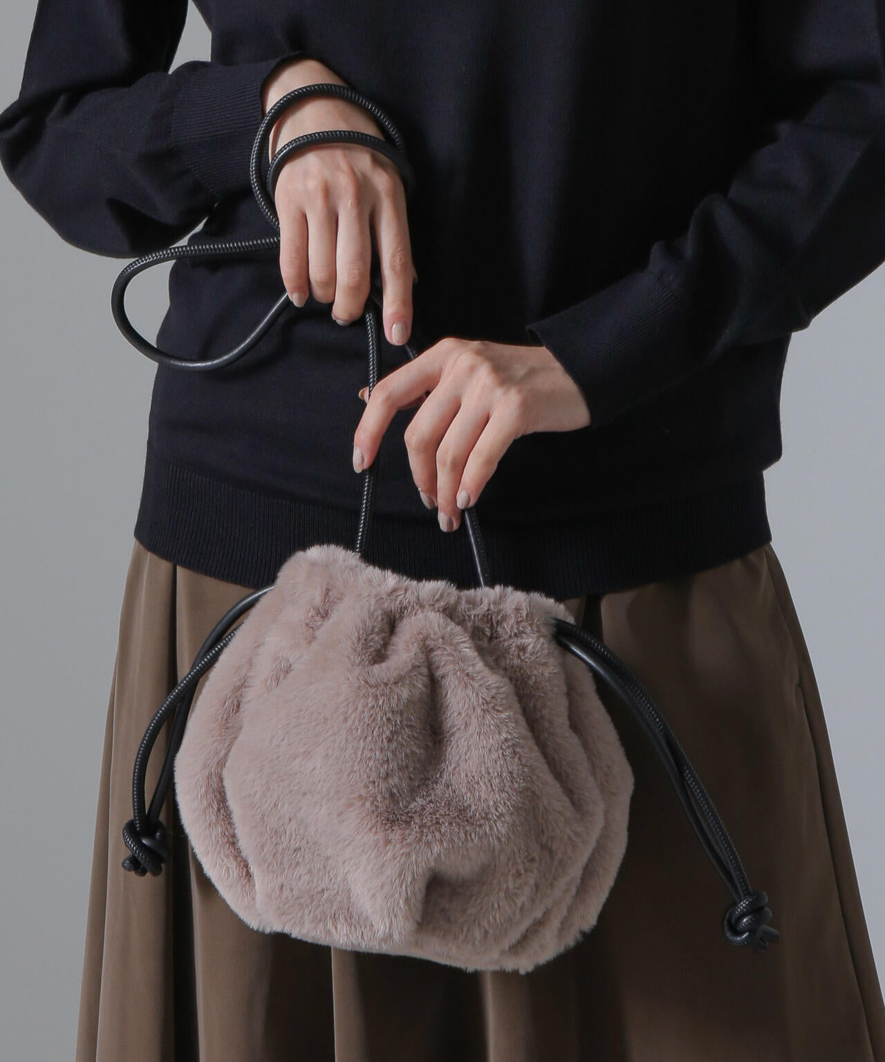 フェイク ファー 巾着 バッグ