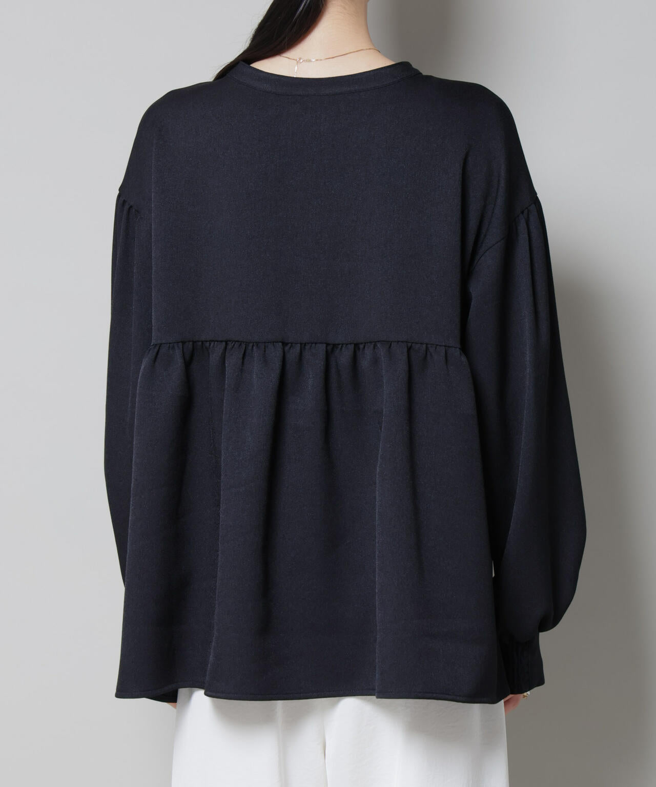 ウール ライクポリエステル 前後2way 切り替え ペプラム ブラウス