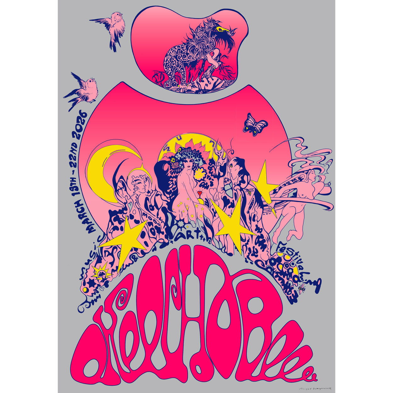 OMF 2026 Poster Art by Nigel Waymouth, Silk Screen Printed and