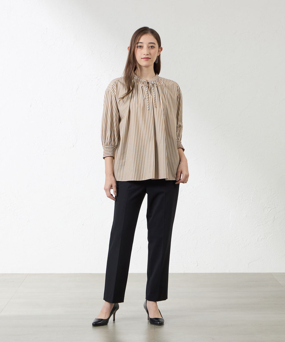 先染めストライプギャザーブラウス(トップス)｜AMACA(アマカ)の