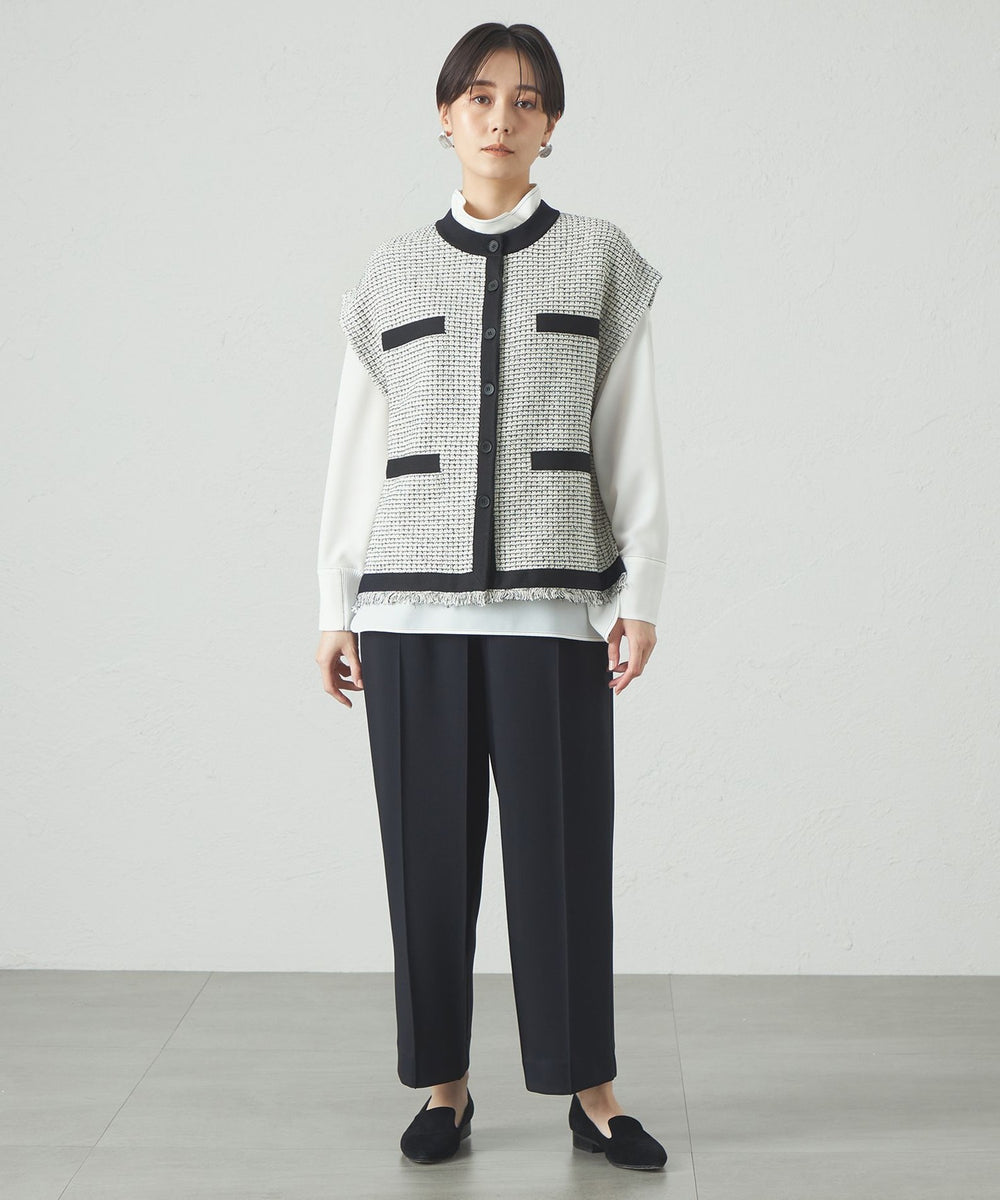 着用しわ軽減/吸水速乾】バックボタンブラウス(トップス)｜CAST