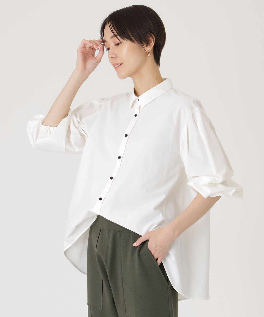 1枚着でも羽織りでも】バルーンスリーブオーバーシャツ(トップス