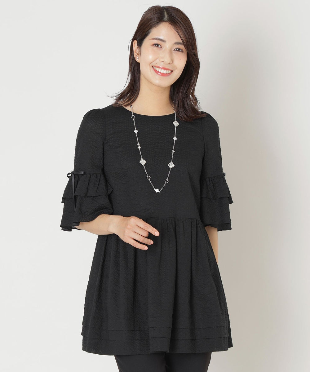 ふわふわピンク】TO BE CHIC ウェーブローン チュニックブラウス