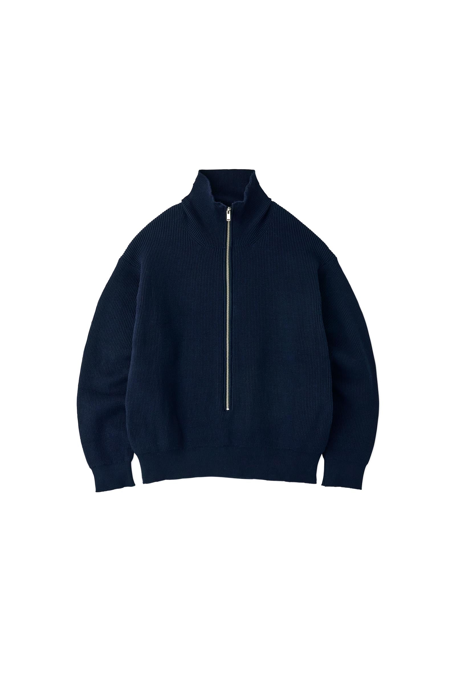 YOKE / 3/4 FRONT ZIP HIGHNECK RIB SWEATER – carol ONLINE STORE