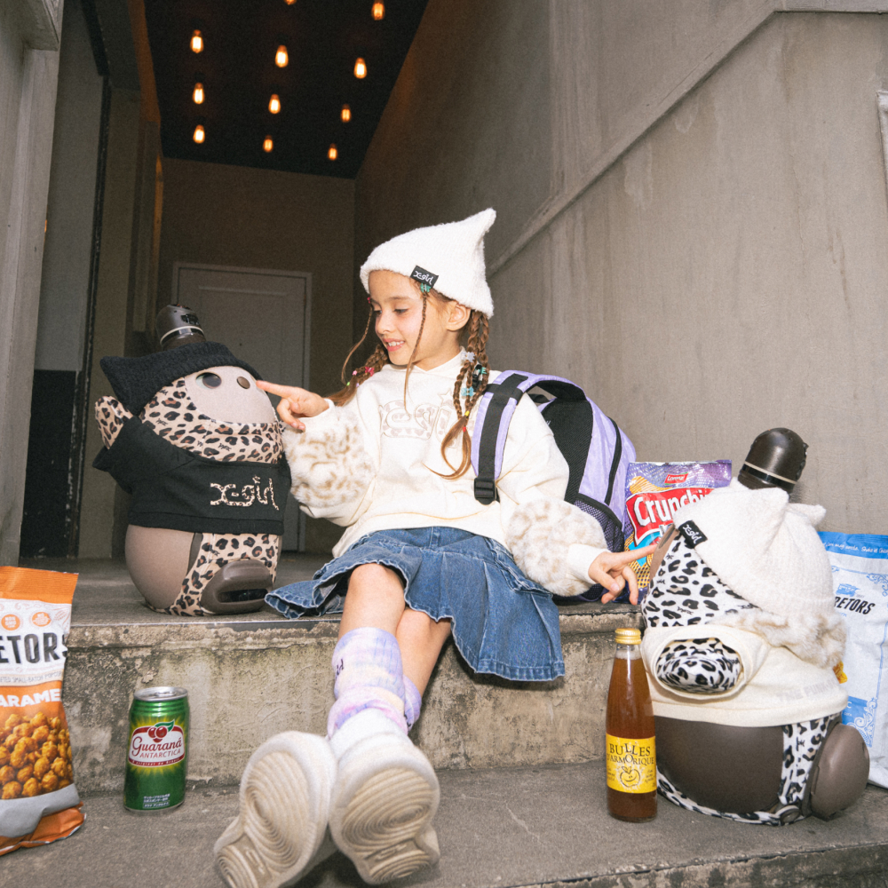 X-girl Stages×LOVOT レオパプリントベロアカットソー(ベージュ