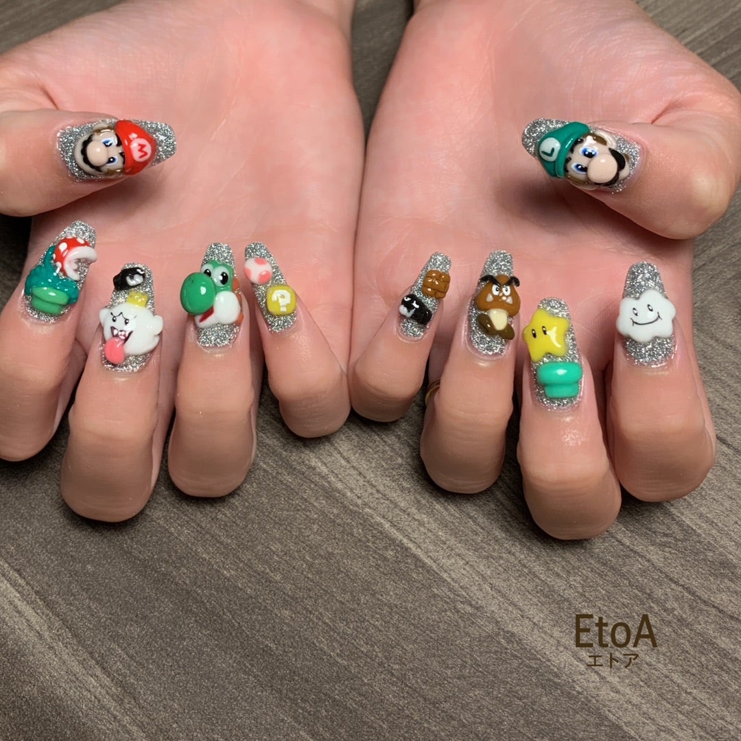 テーマパークネイル☆3Dパーツに挑戦！マリオ編 | 一緒にネイルを