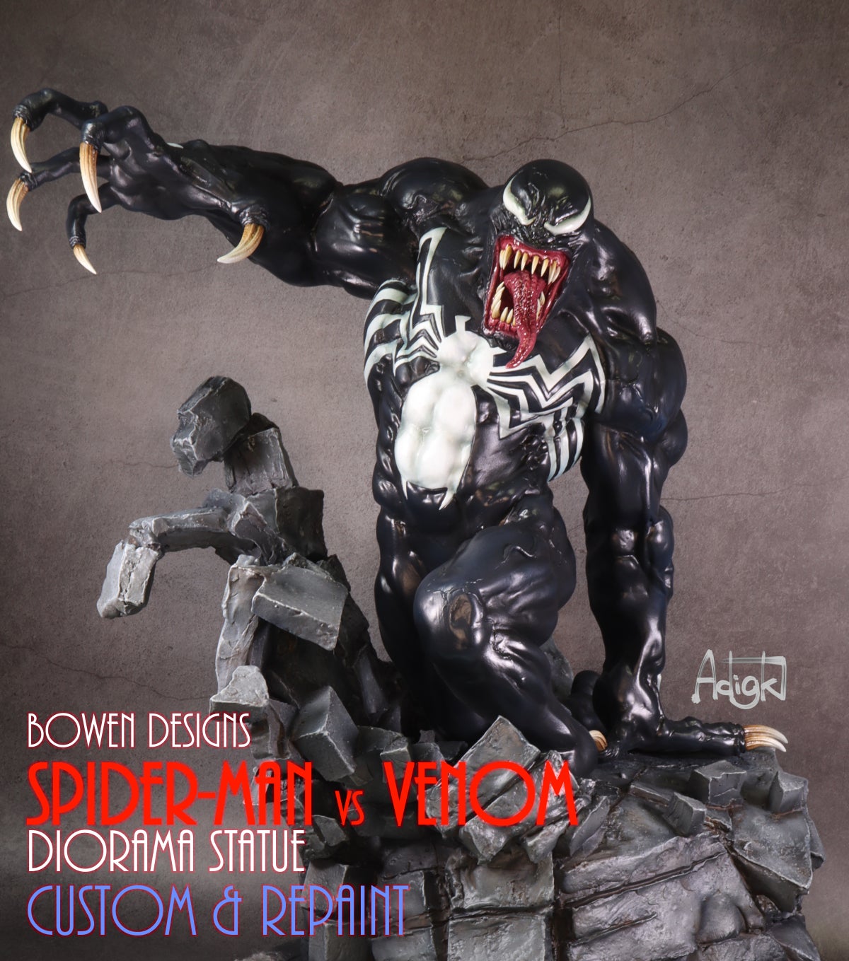 スパイダーマン×ヴェノム 37cm大型スタチュー ライト付き フィギュア