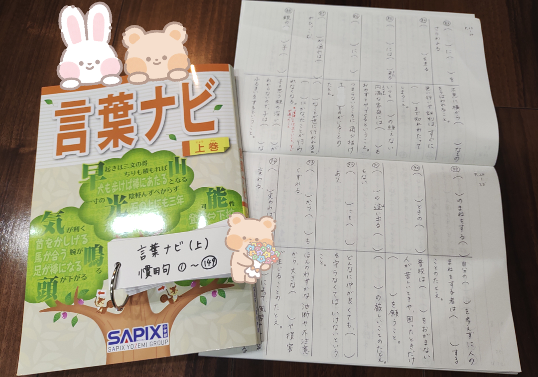 SAPIX】言葉ナビ(上)もらいました♡とりあえず細々進めてみよう