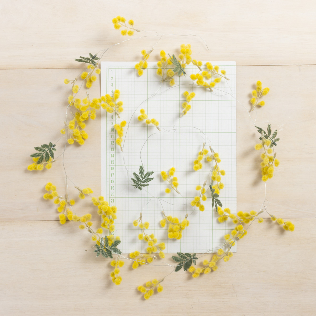 造花】アスカ/ミモザワイヤーガーランド イエロー/A-31555-10 - 花材