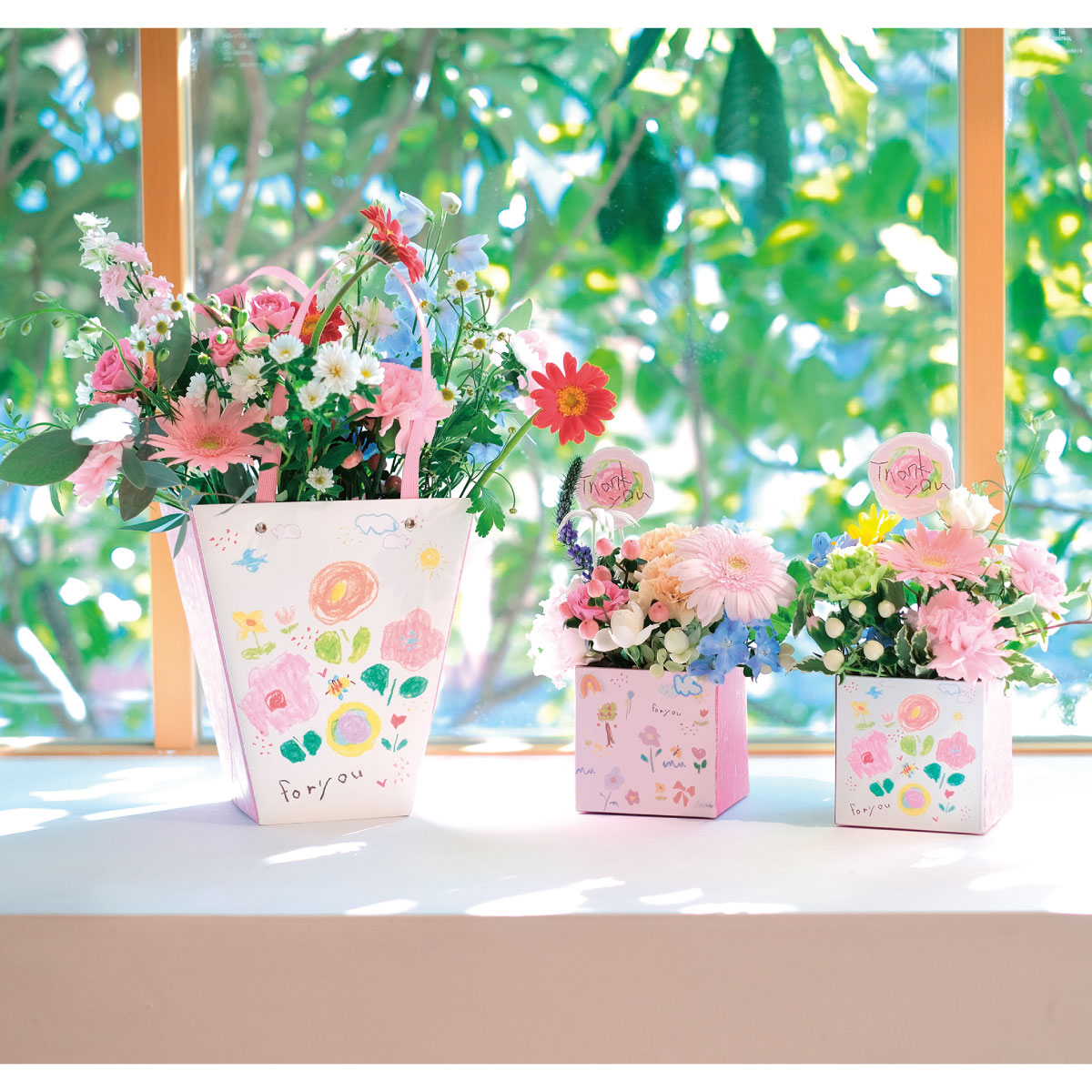 GREENHOUSE/アート風組み立てボックス S ピンク/5222-PK - 花材通販は