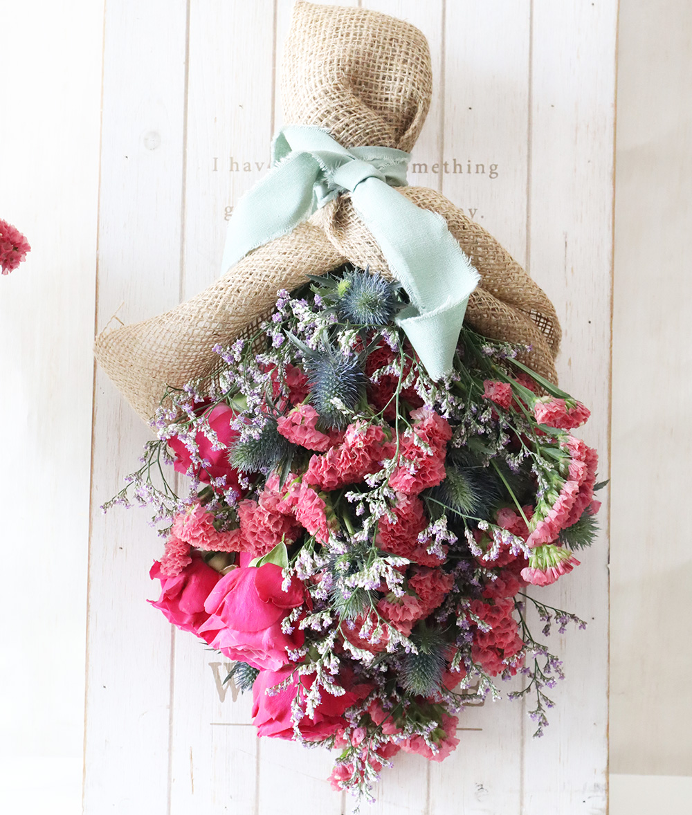 生花】バラとスターチスの2wayスワッグ/ブーケ(選んで作れる2デザイン