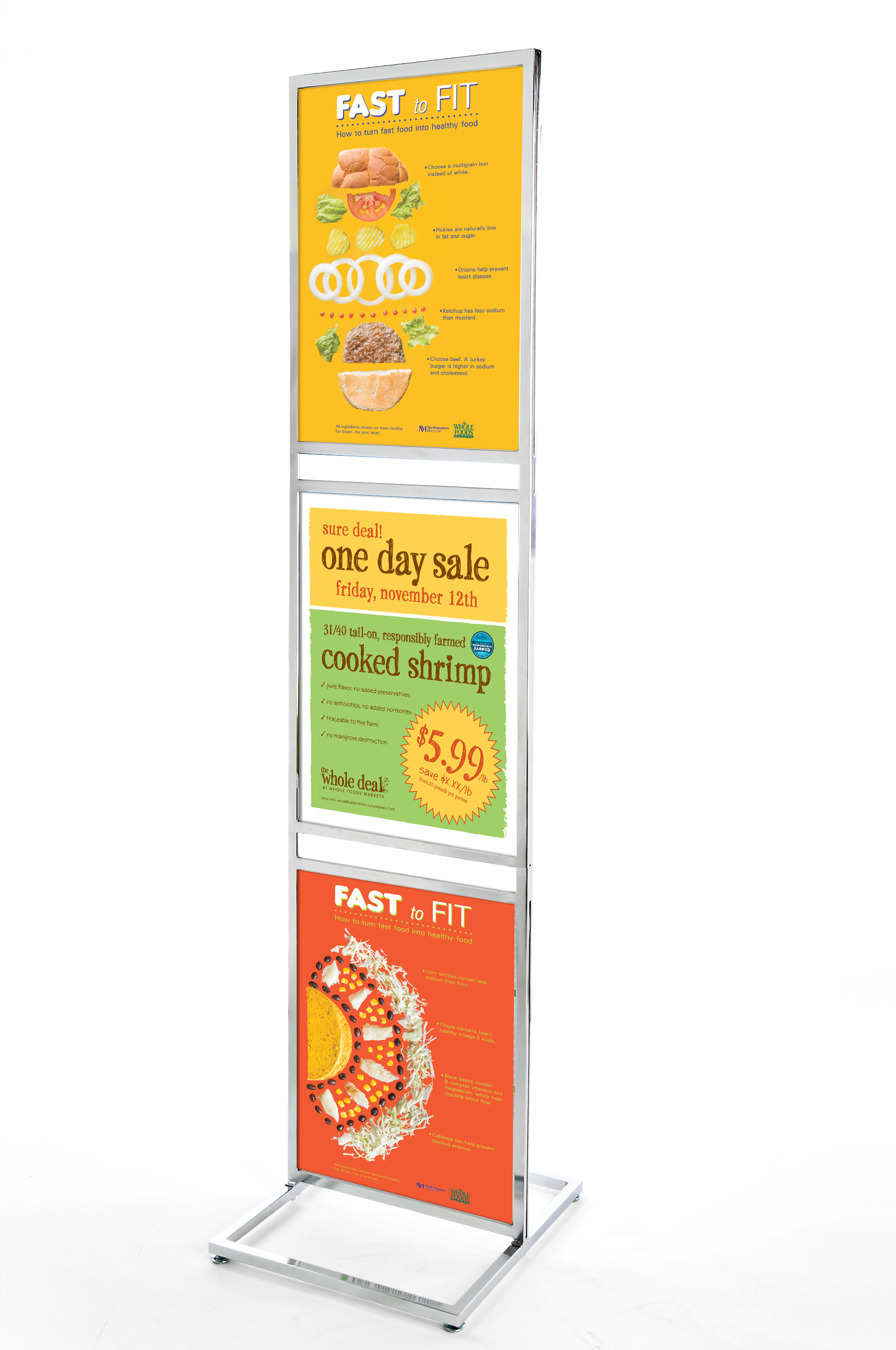 Chrome Poster Stand | 22 x 28 Double Sided 3-Tiered Display
