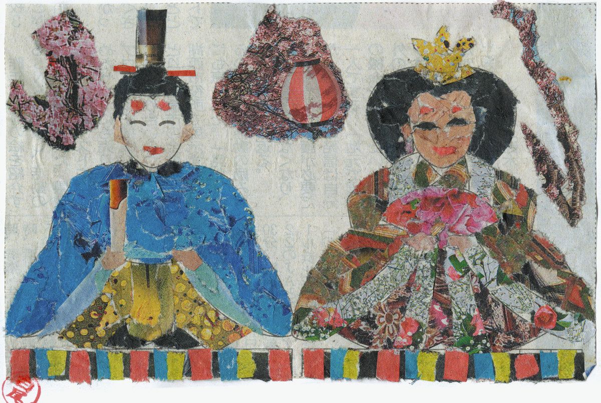 新聞ちぎり絵 ギャラリー＞ 「おひなさま」：中日新聞しずおかWeb