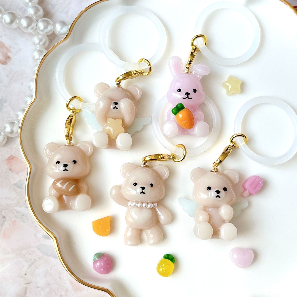 シリコンモールド くま うさぎ 羽 アイス フルーツ デコパーツ | ク