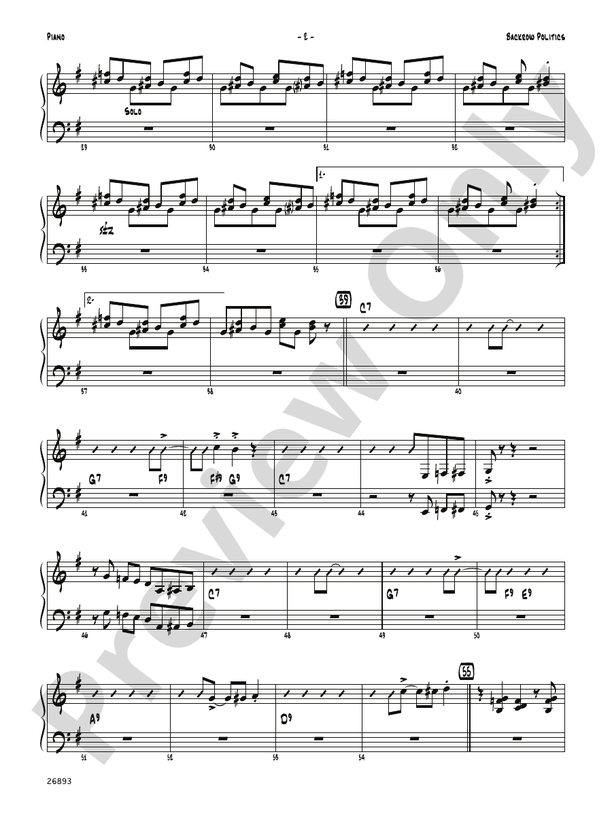 Backrow Politics: Piano Accompaniment: Piano Accompaniment Part