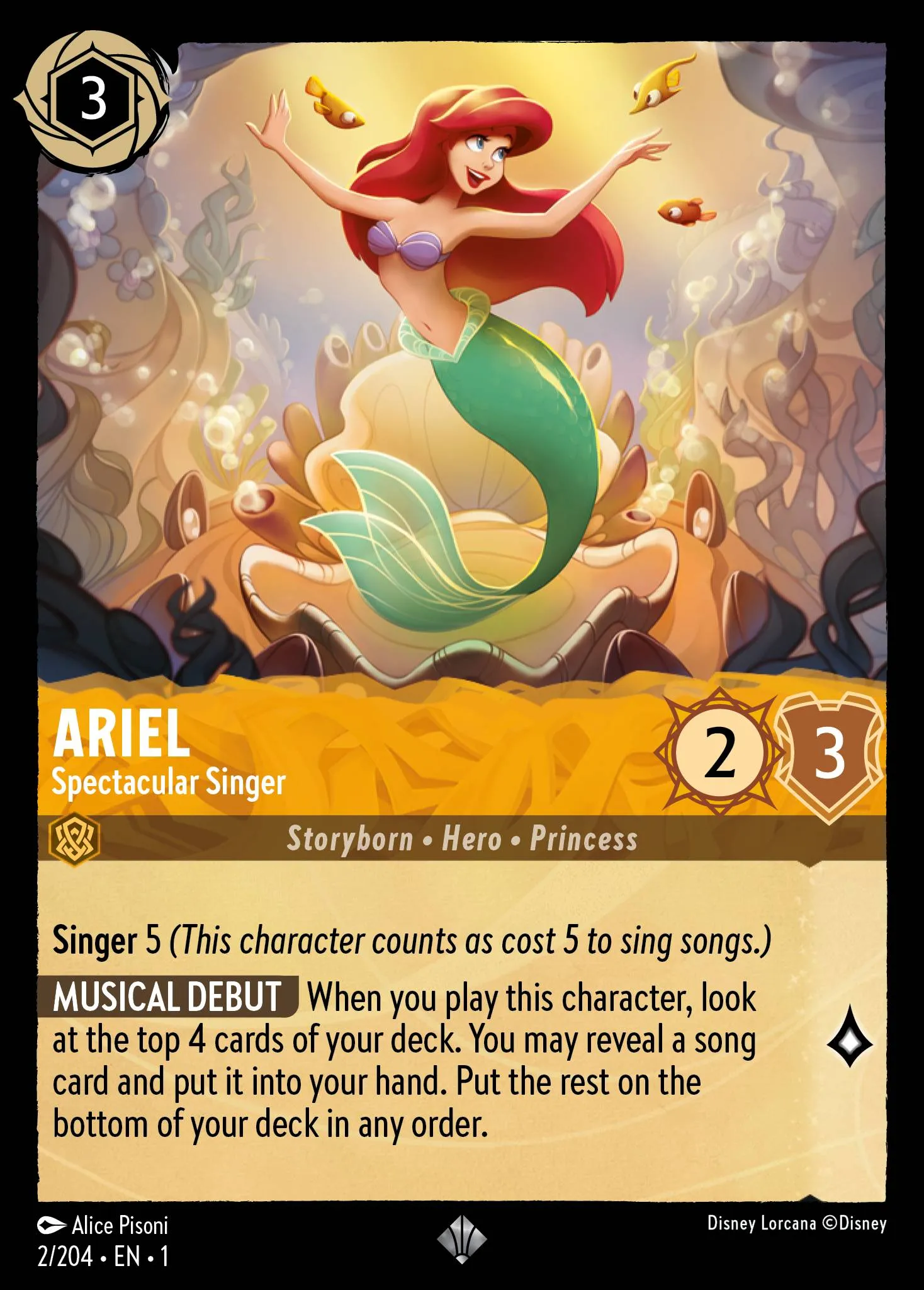 001-002 Ariel - Spectacular Singer Lorcana Card | Disney Lorcana