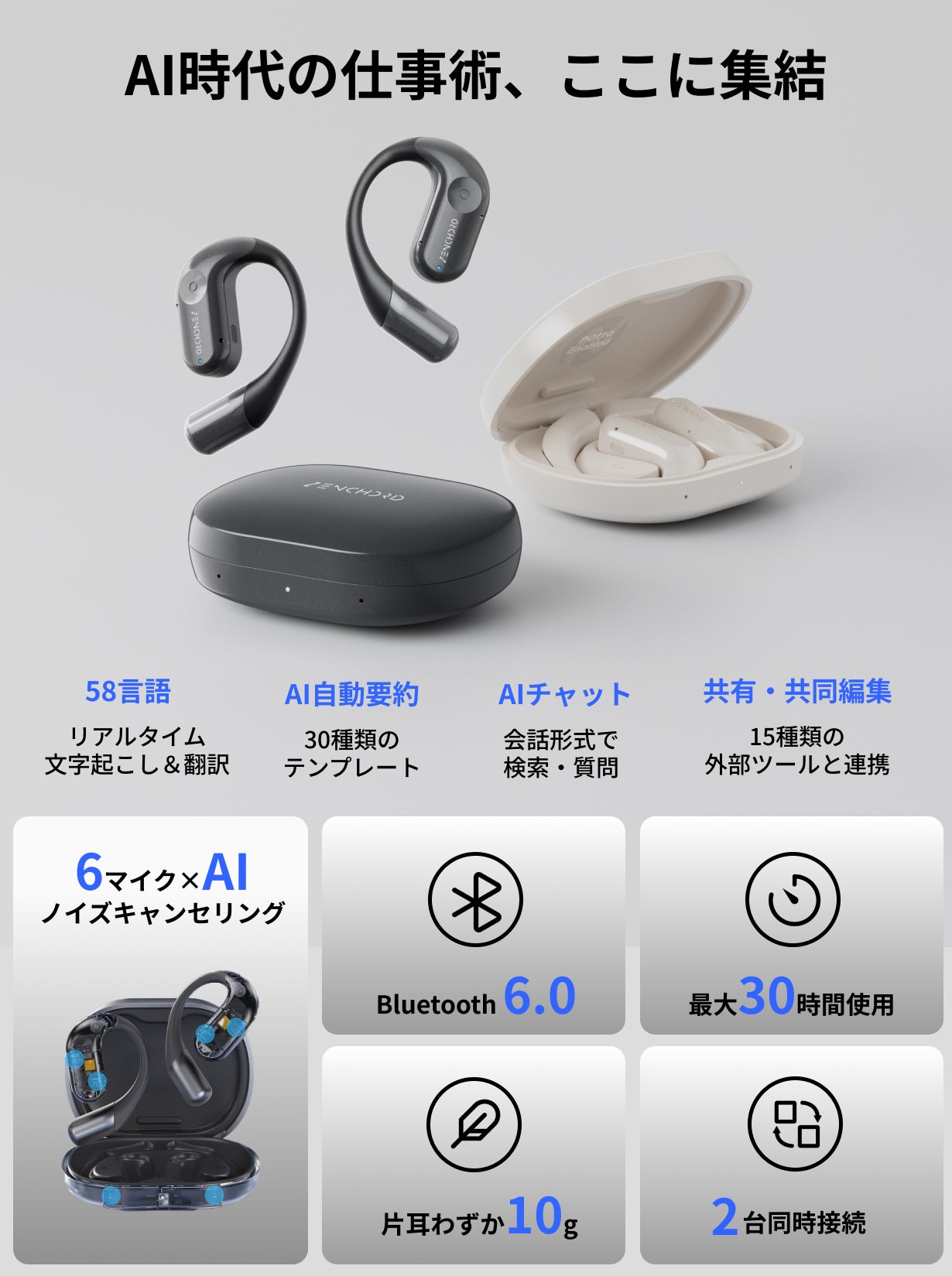 4,000社導入のAI音声認識技術を搭載。次世代イヤホン「Zenchord 1