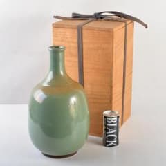 富山県 越中小杉焼 青磁 鶴首瓶 時代箱付 K R5997B - メルカリ