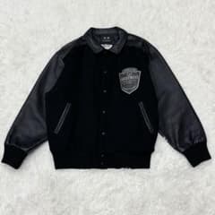 VANJAC ヴァンジャケット レザースタジャン 刺繍ワッペン 黒