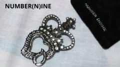 正規 廃盤 ナンバーナイン 王冠ハート涙ブローチ キムタク着 黒 芸能人