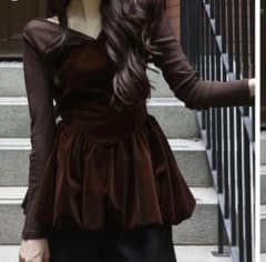 polaura ポローラ ベロアビスチェバルーントップス ブラウン - メルカリ