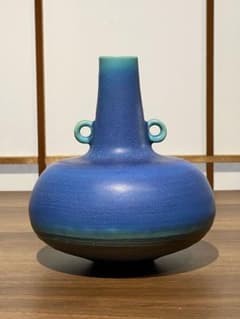 瀬戸焼 道泉窯 加藤寿逸造 青釉 花器 花瓶 花入 一輪挿し 壺 作家物
