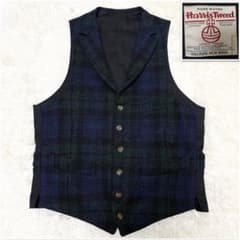 Lサイズ ハリスツイード ベスト ジレ ブラックウォッチチェック OXFORD