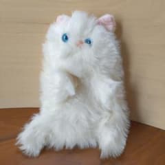 ペルシャ猫 昭和レトロ ぬいぐるみ パペット 白猫 ブルーアイズ