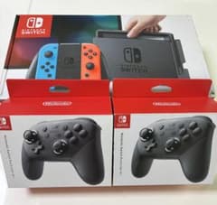 Nintendo Switch 本体 赤/青 + プロコントローラー2個 - メルカリ