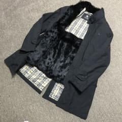 激レア バーバリーブラックレーベル裏地ラビットファー コート