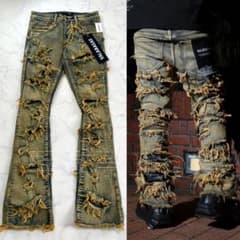 新品未使用 バラバサス valabasas ハードクラッシュフレアデニム 30