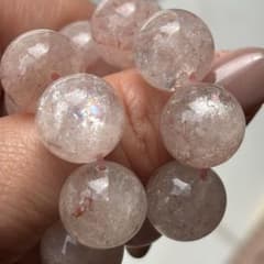 虹入りピンクアゼツライト ブレスレット 天然石水晶 パワーストーン