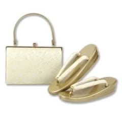 ☆新品未使用☆礼装用佐賀錦ゴールド系草履バッグセット フリーサイズ