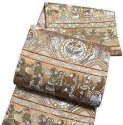 AA34袋帯 六通柄 唐織 金銀糸 エジプト調 唐草花 正絹 - メルカリ