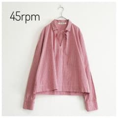 美品 45rpm ギンガムチェック タックスキッパーブラウス コットン 3 赤