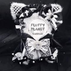 10cm おすわり ちびぐるみ ぬい服 着ぐるみ 白黒 猫耳 推しぬい #36