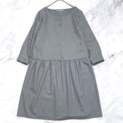 美品 セオリーリュクス ウール カシミヤ ワンピース 40 グレー 九分袖